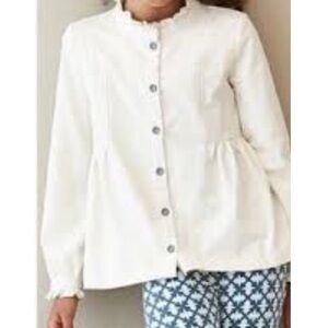 🥒 Matilda Jane Queen Anne Poet Long Sleeve Cream Ruffle Top Shirt Blouse Girls 8